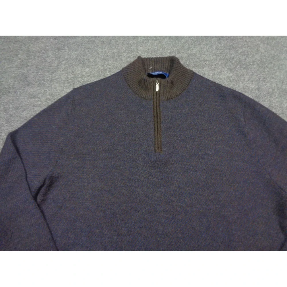 Carroll Custom Alpaca Sweater XL‎ Blue 1/4 Zip Beverly Hills Carroll & Co Peru